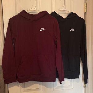 Nike Burgundy and Black Hoodies